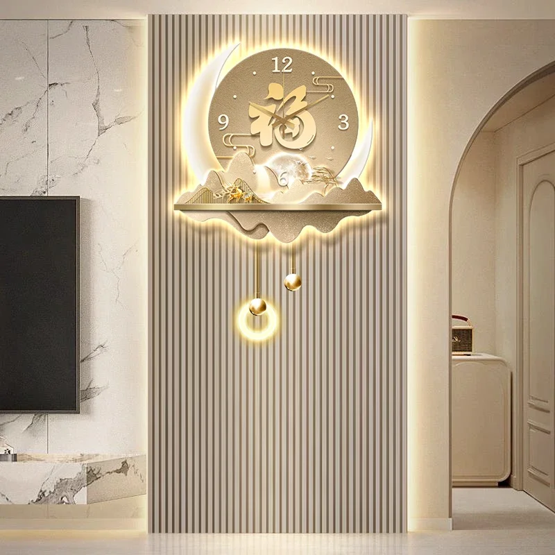 luxury cream style living room decorative painting high-end TV background wall clock dining room aisle wall clock painting home