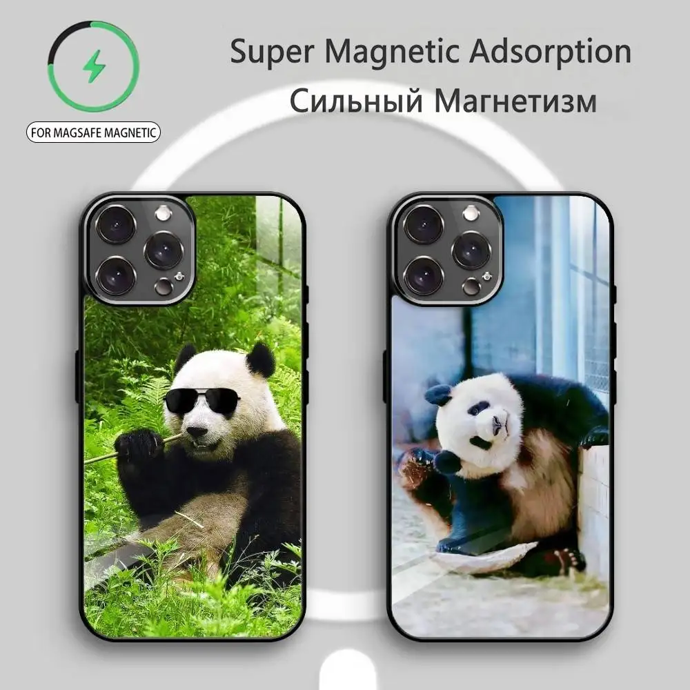 

C-Cute Panda Phone Case For iPhone17,16,15,14,13,12,11 Plus,Pro Max Magnetic For Magsafe Wireless Charging