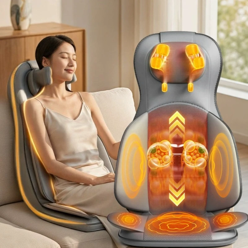 Electric Full Body Massage Chair Neck Back Waist Vibration Kneading Shiatsu Massage Cushion Seat Relaxation Trapezius Massagers