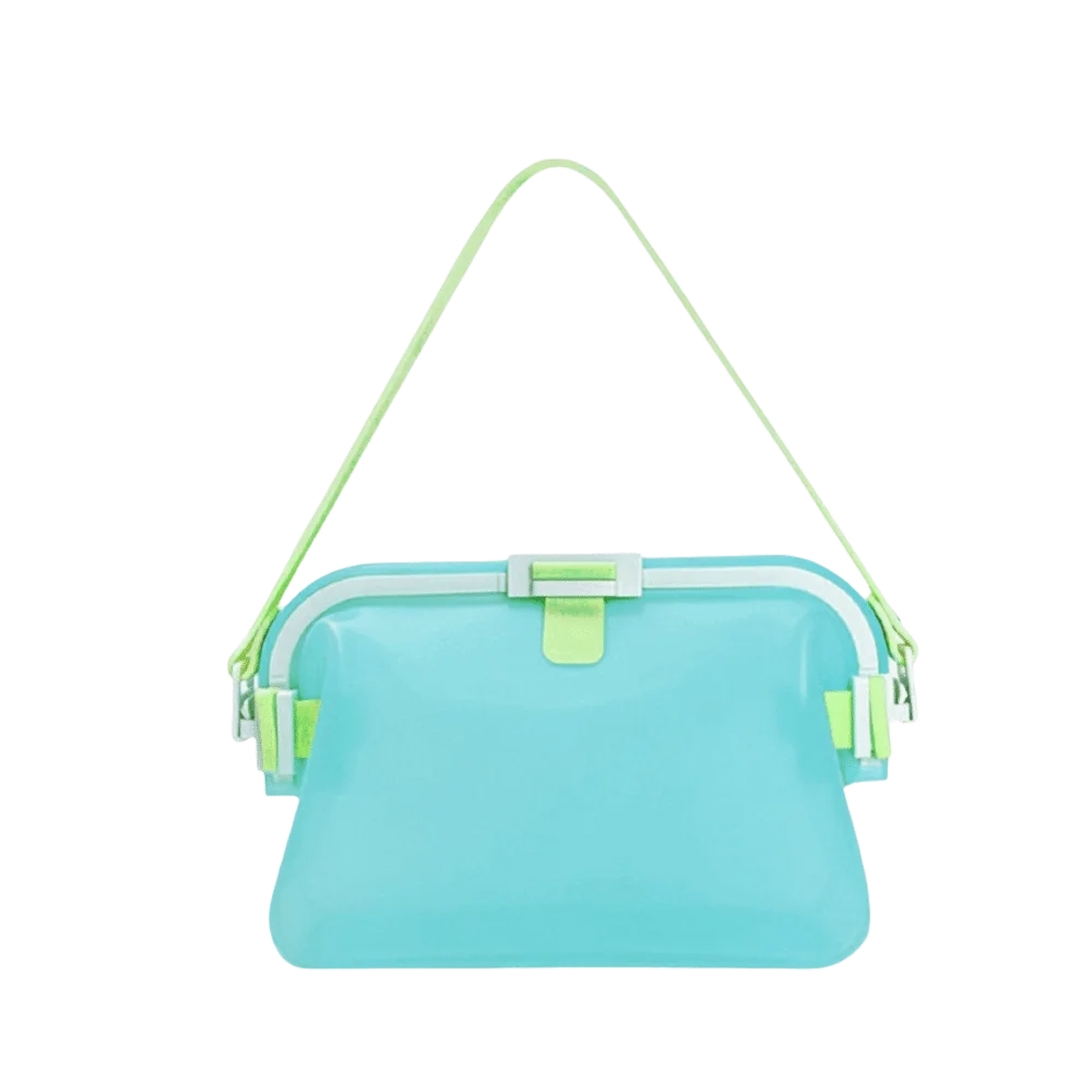 Translucent Frosted Silicone Shoulder Bag Top Snap Clasp Water-Resistant Waterproof Storage Pouch Lightweight Foldable Swim Bag
