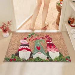 Christmas Welcome Gnome Doormat Front Porch Rugs Welcome Mat Christmas Gnome Door Mat Indoor Outdoor Doormats Entrance Carpet