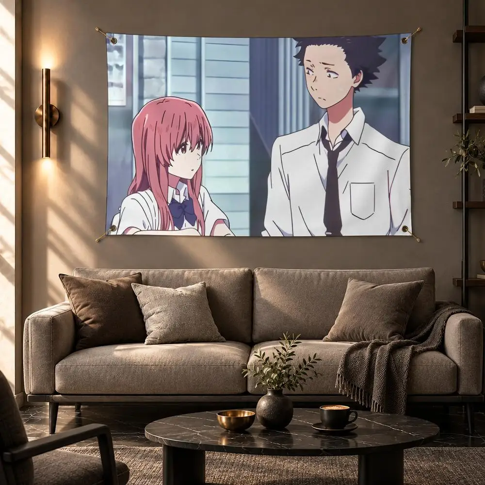 Top-rated Anime A Silent Voice Flags Wall Hanging Flag Banner Home Decor Aesthetic Living Room Bedroom HD Fabric