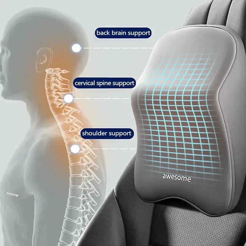 Car Memory Foam Headrest Car Neck Pillow Lumbar Waist Cushion Universal Waist Support Car Seat Pillow Accessories Interiors image 2