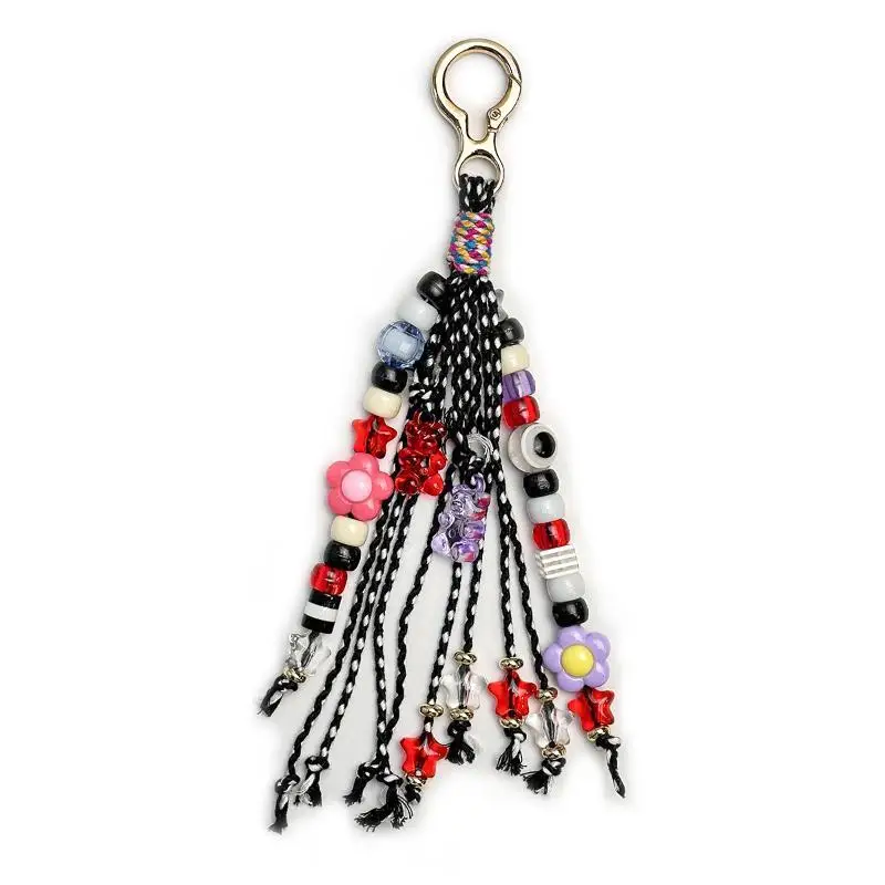 1 Stück bunter Blumenperlen-Anhänger, Schlüsselanhänger im Boho-Stil, handgefertigter Perlen-Quastenschlüsselanhänger für Damen, Rucksack- oder Handtaschen-Accessoire, Geschenk. – Detail 8