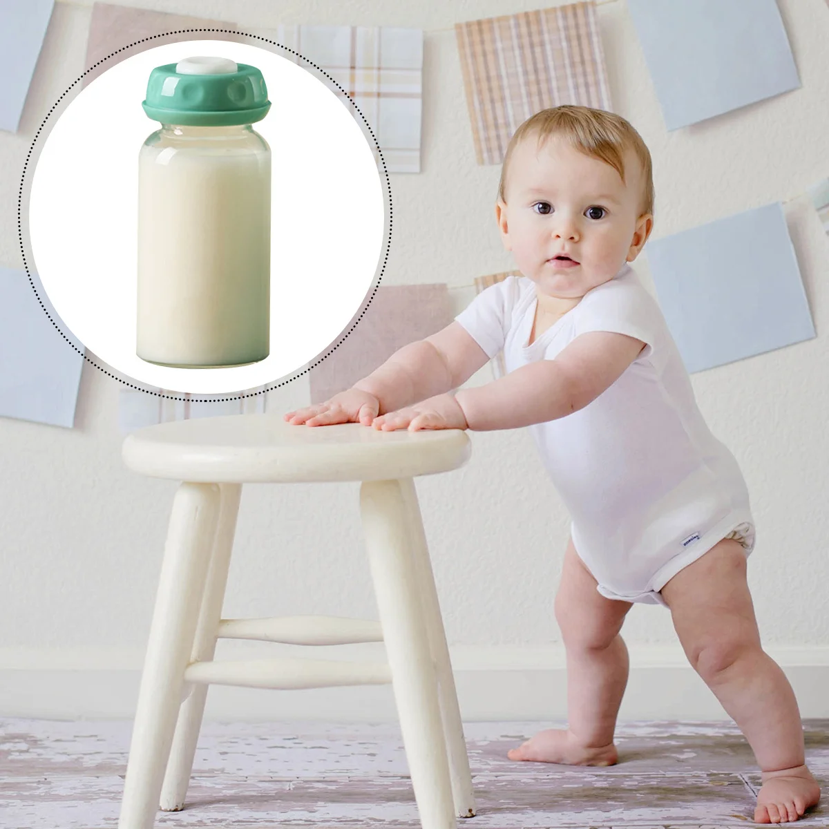 

2Pcs Portable Infant Nursing Bottle Wide Mouth Feeder Premium Glass Anti-Flatulence Pacifier Easy Clean