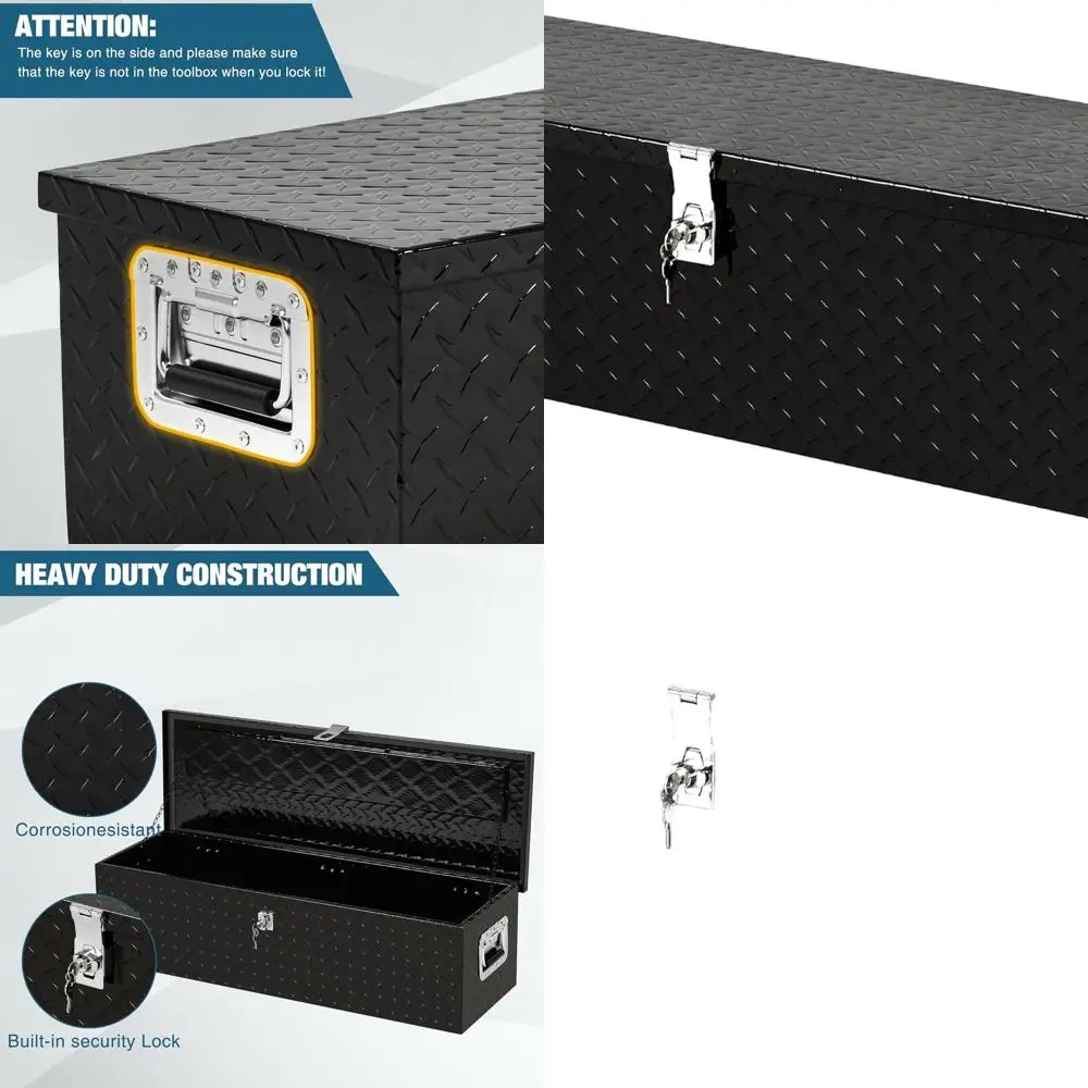 

Прочный запираемый алюминиевый ящик для инструментов на 39 предметов, всепогодный органайзер для хранения под сиденьем для пикапов, внедорожников и фургонов - устойчивый к ржавчине