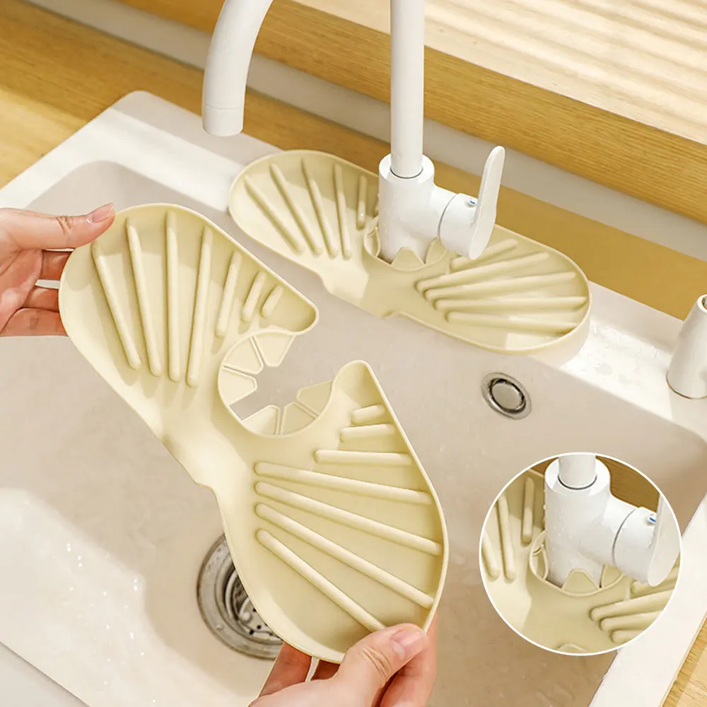 

Kitchen Faucet Sink Splash Guard Silicone Faucet Water Catcher Drying Mat Pad