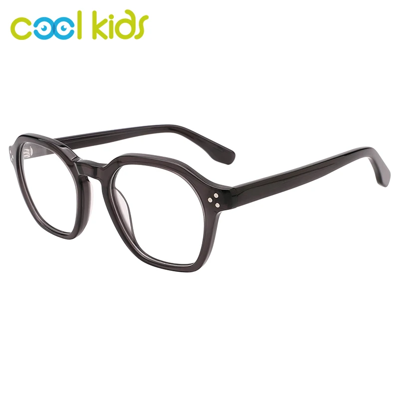 COOLKIDS Unisex Eyewear Acetate Thick Geometric Shape Frame Optical Glasses Classical Color Design Glasses in 4 Colors WD1333