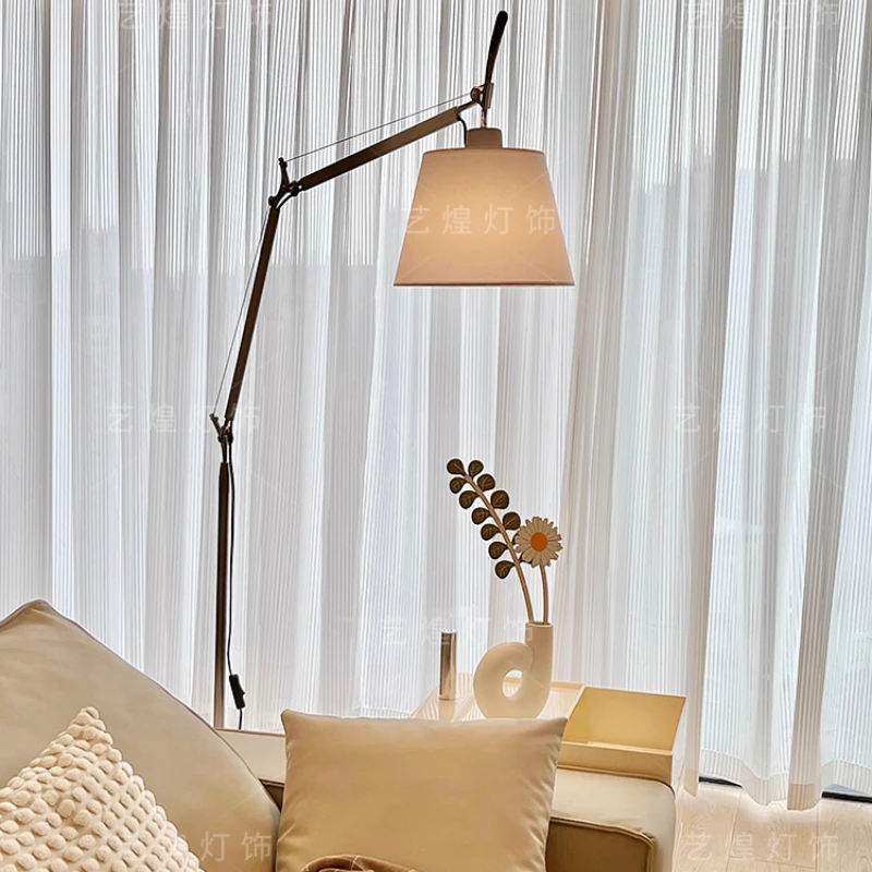 

French vintage design living room floor lamp cream ins style bedroom sofa reading adjustable rocker arm fishing light