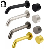 KYLINS Basin Sink Faucet Bathroom Mixer Tap Wall Mounted Progressive Hot Cold Mixer Matt Black Brushed Gold Gun Metal Grey