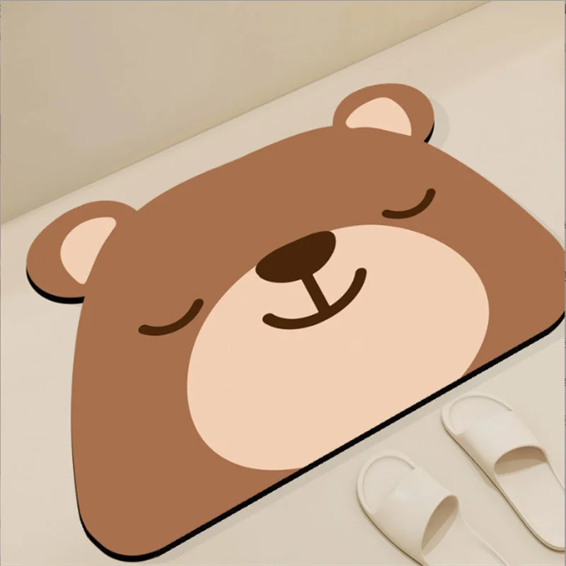 Cartoon Animal Bathroom Mat Thick Soft Diatomaceous Earth Absorbent Anti-Slip Quick Dry Entrance Door Rug for Home - view 3