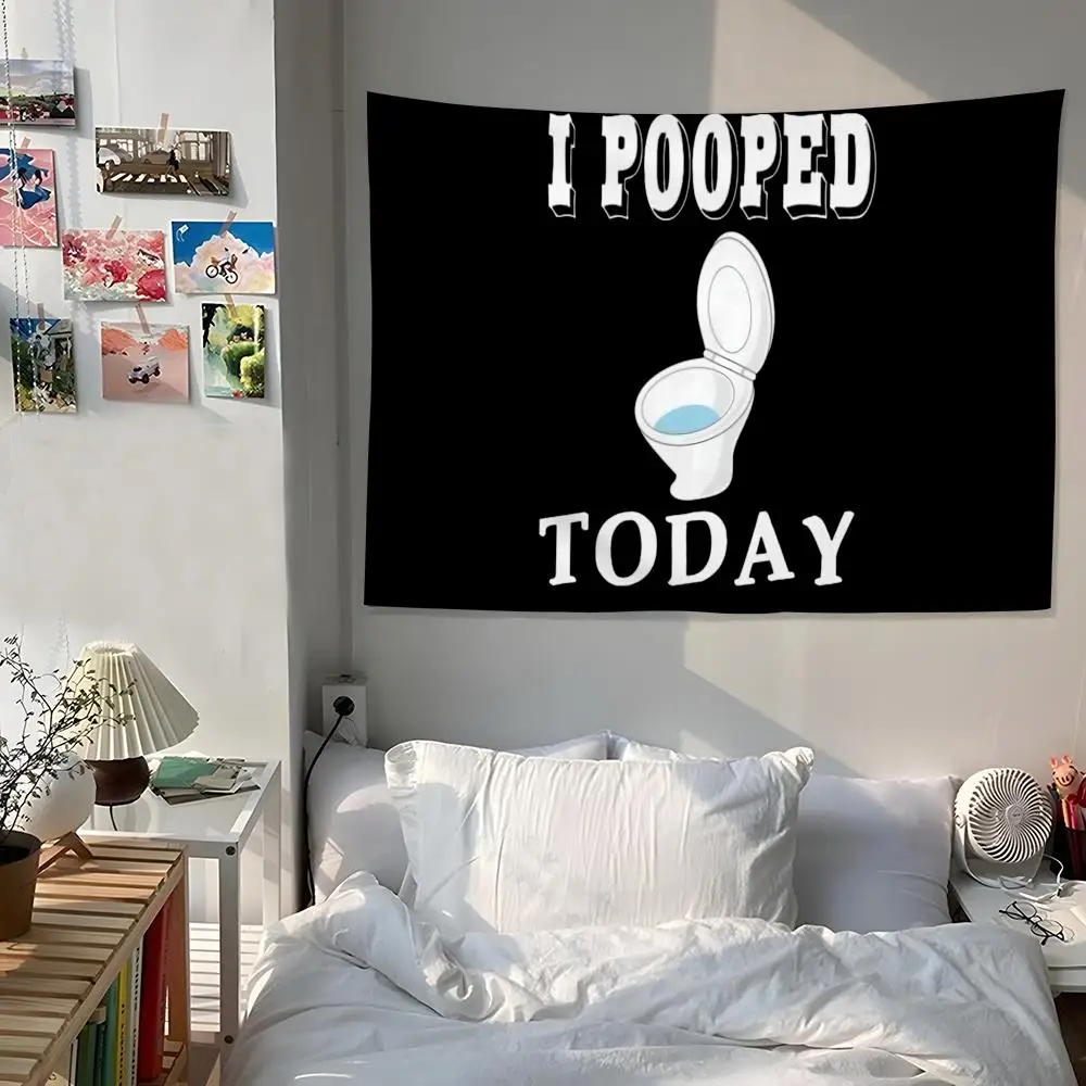 I Pooped Today Tapestry For Bedroom Living Room Outdoor Wall Decor Simple Stylish Art Piece Vertical Design