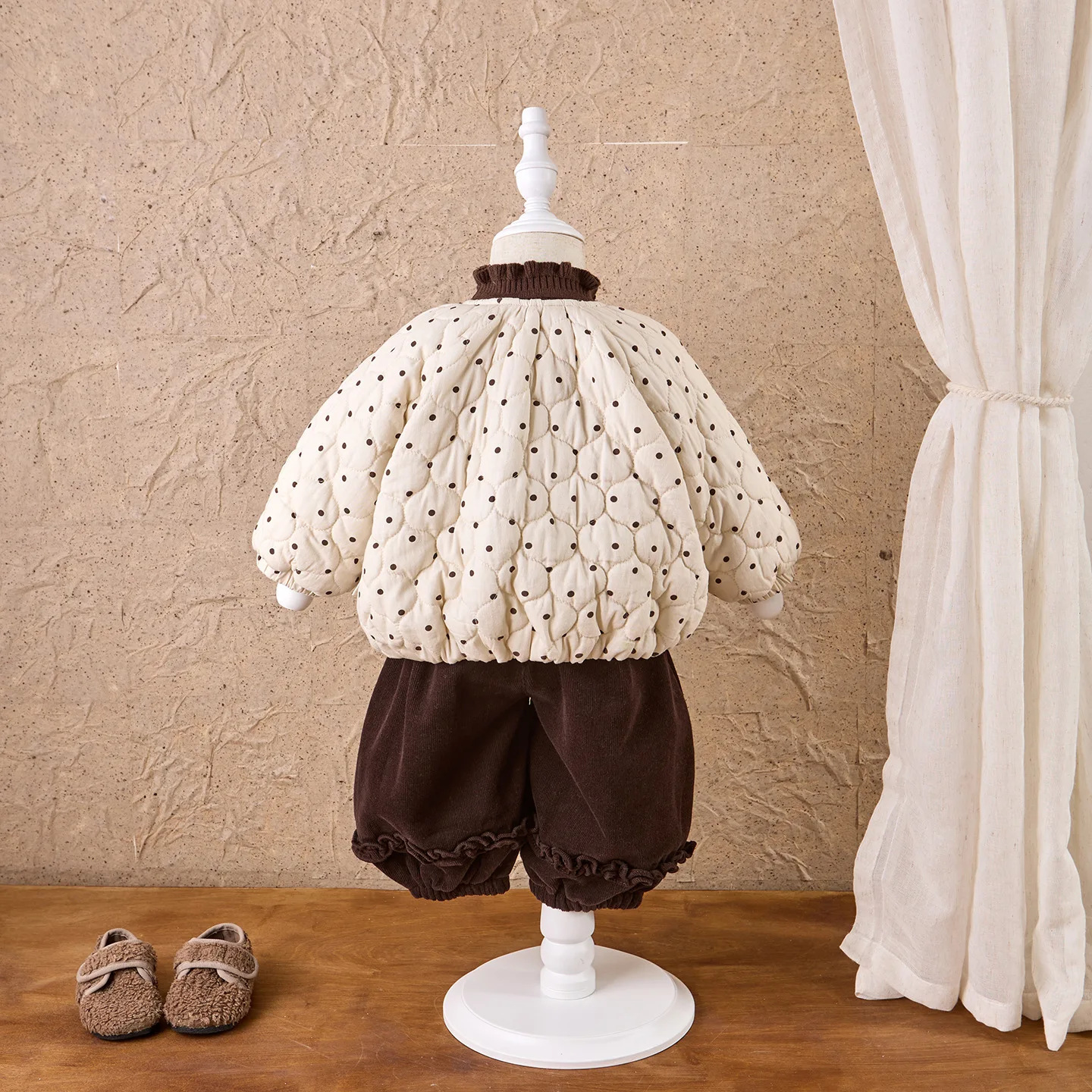 Girls Quilted Polka Dot Jacket Warm Fall Winter Thick Sweater New Baby Jacket Winter Infant Kids Warm