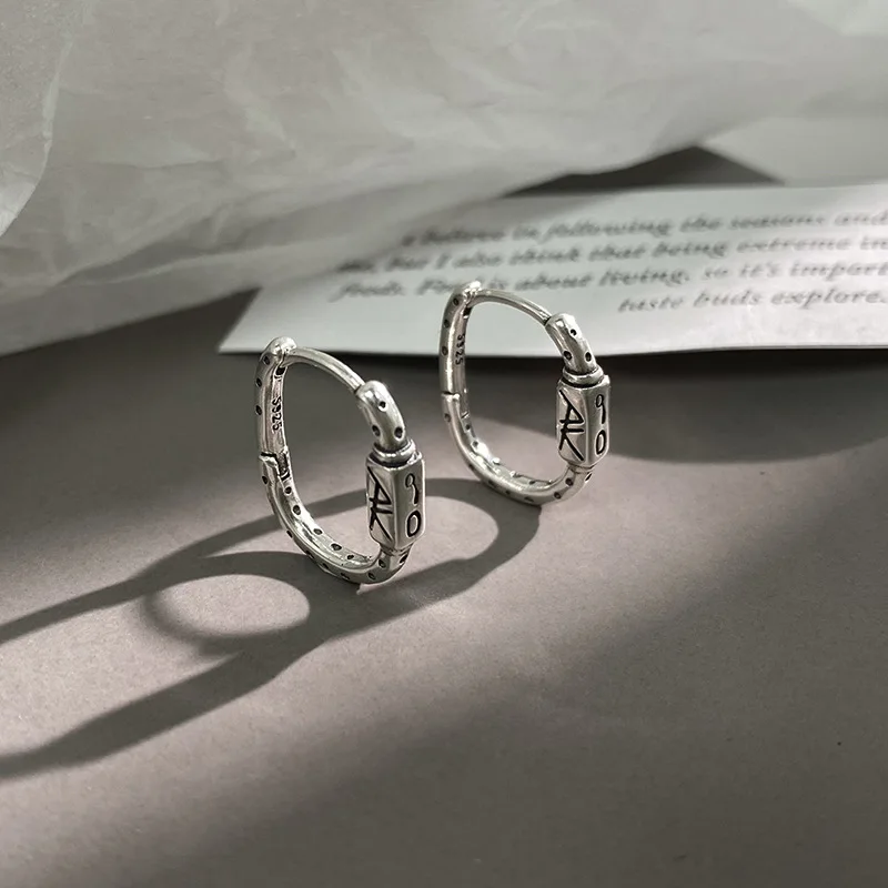 XIYANIKE Summer Vintage Graffiti Ear Buckle Hoop Earrings For Women Girl Fashion Punk Jewelry Friend Gift Party серьги ж