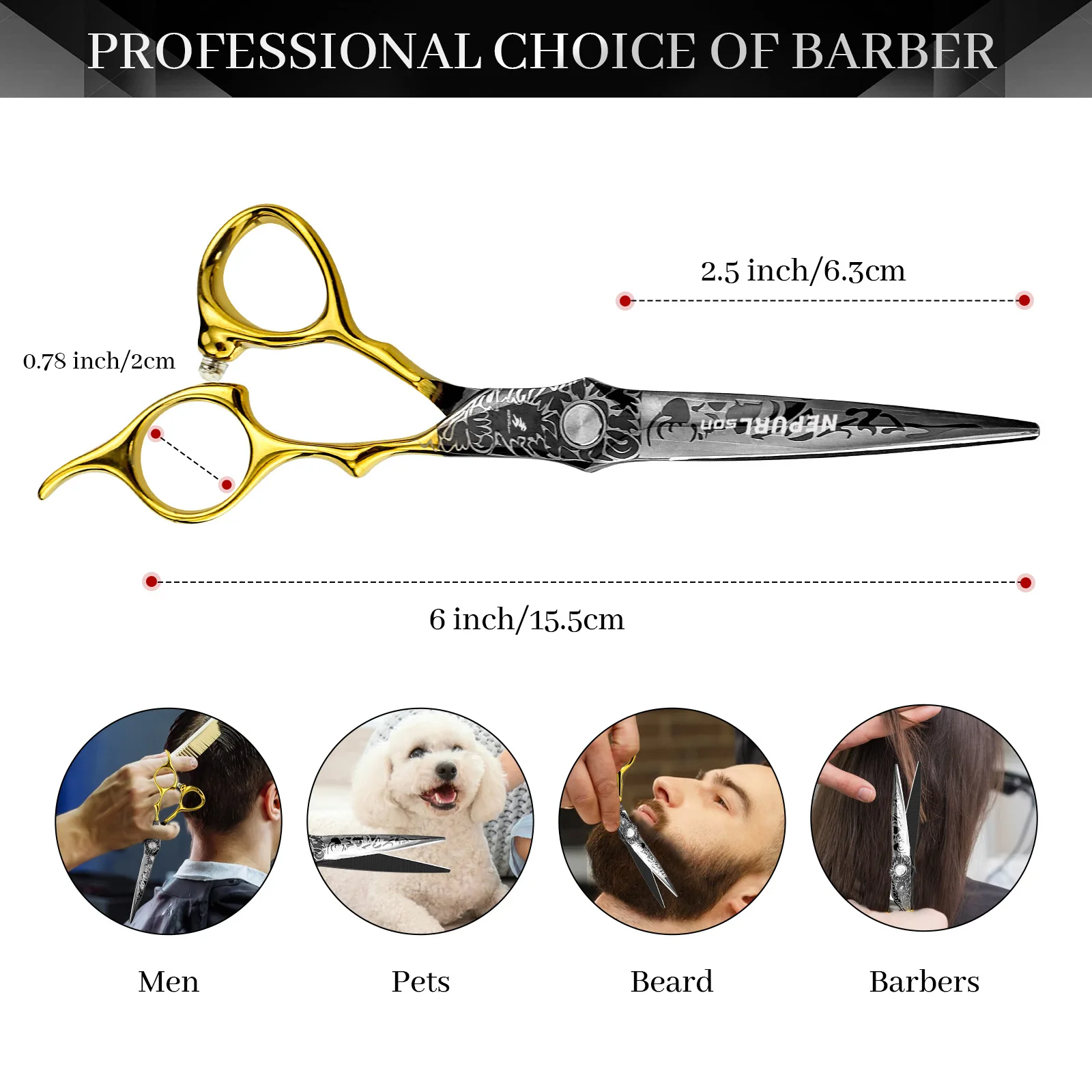 VG10 Steel 6-inch Professional Hair Scissors Barber Cutting and Thinning Scissors Set 2