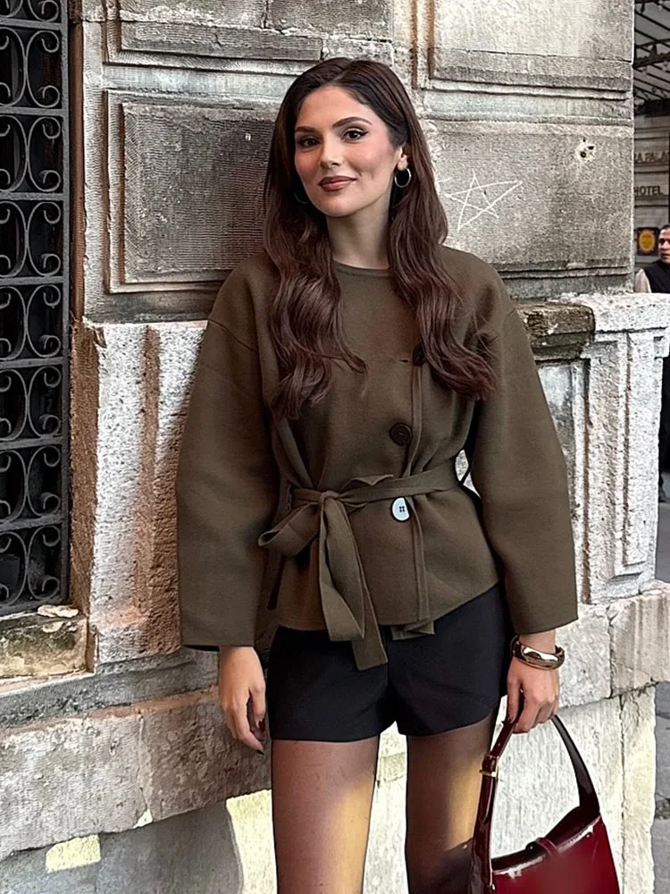 

HH Women Fashion Long Sleeves Cardigans Solid O-Neck Bow Lace-Up Decoration Single Breasted Female Autumn Loose Knitted Tops