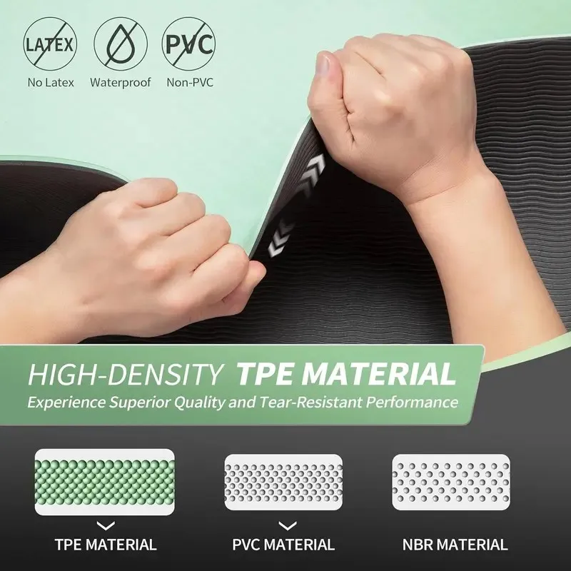 اليوغا حصيرة بيلاتيس Tpe اللياقة البدنية حصيرة 6 مللي متر سمك عدم الانزلاق اليوغا وسادة السفر اللياقة البدنية ممارسة الوسادة للنساء المنزل الصالة الرياضية الطابق تجريب #5