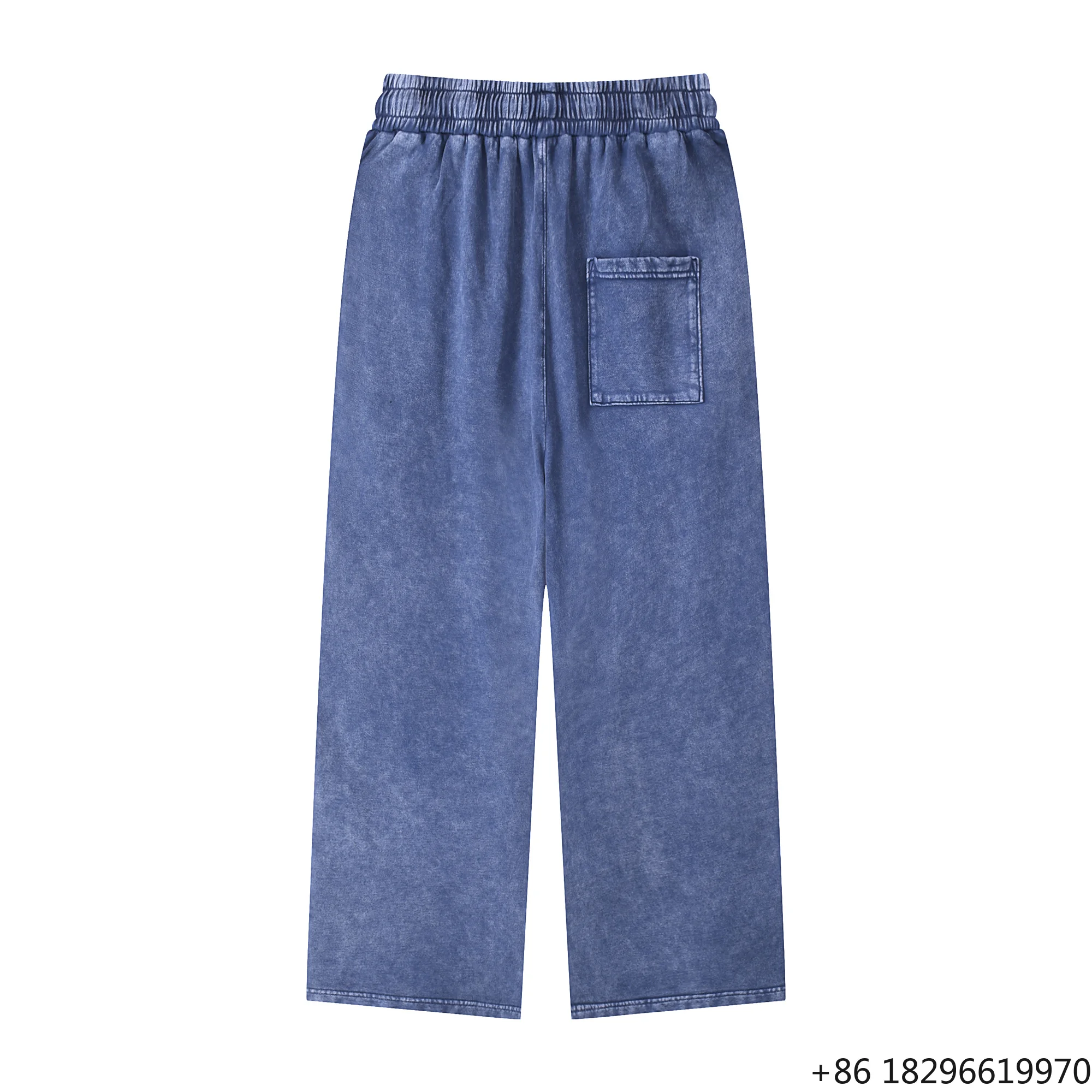 Customized Men's Mid Waist Pants Quick Dry 95% Cotton 5%Elastane Vintage Colored Wash Flat Front Drawstring Straight Pattern