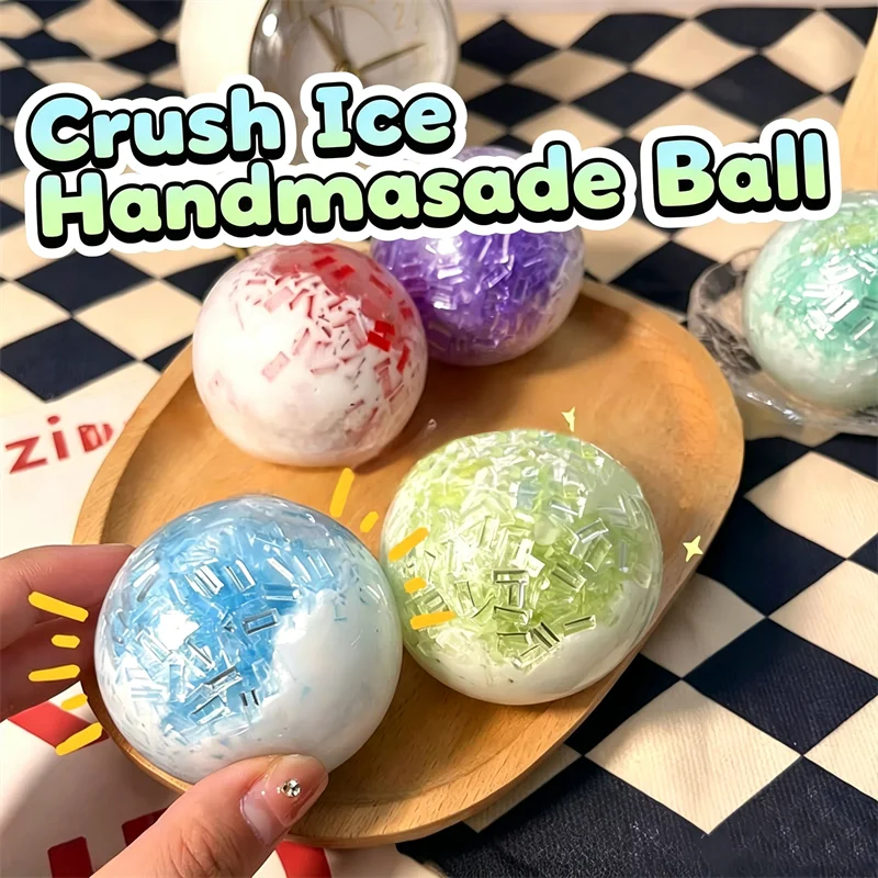 Squeeze Sound Ice Crush Craft Ball Fast Rebound Squish Toy Freezable Anti-Stress Sensory Fidget Toy for Relaxation Adult Gift