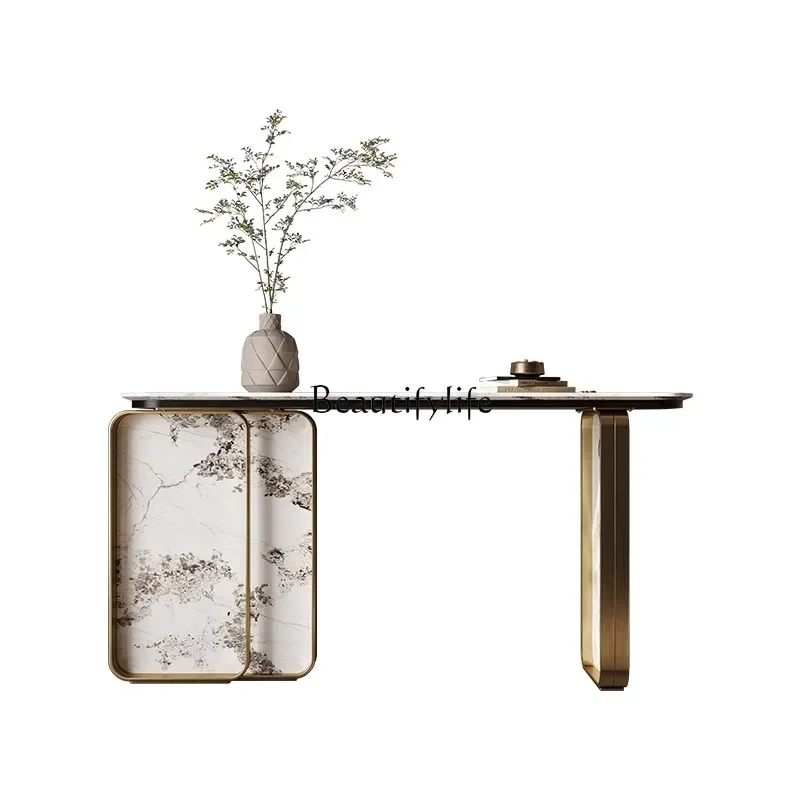 

FG40Italian light luxury rock slab marble entrance table entrance platform