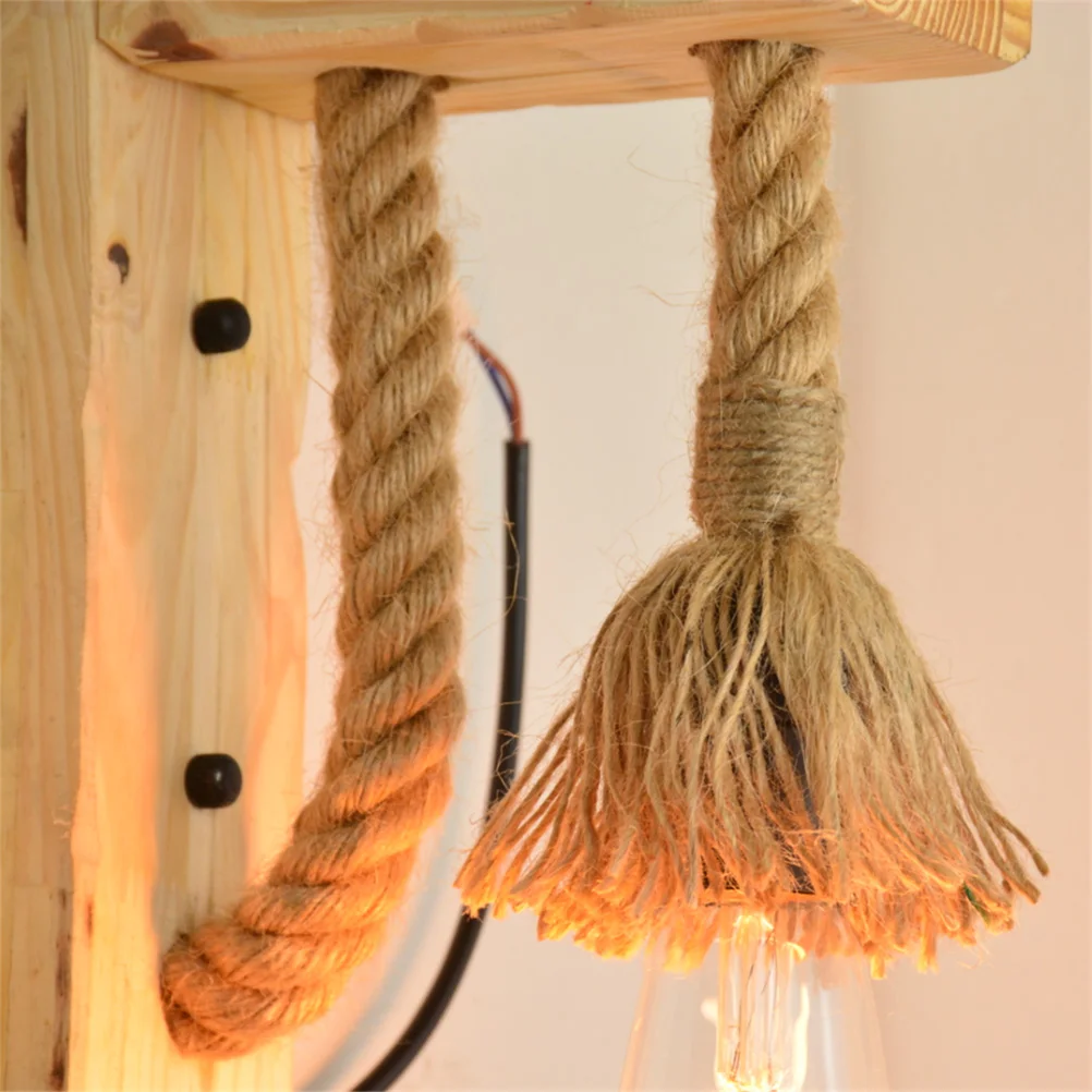 

Creative Wooden Wall Lamp 220V E27 Retro Rope Light Decorative Bedside Lamp Durable Solid Lighting Fixtures For Living