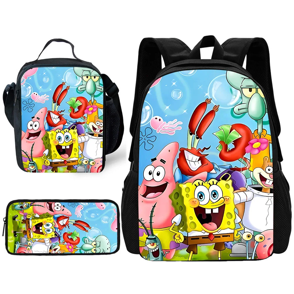 3 pcs állítsa aranyos számára spongebobs Gyermek Iskola Hátiszák vel Ebédel Hosszúnadrág , Irón Hosszúnadrág , Iskolaépület Hosszúnadrág számára fiúknak lányok beste Adomány