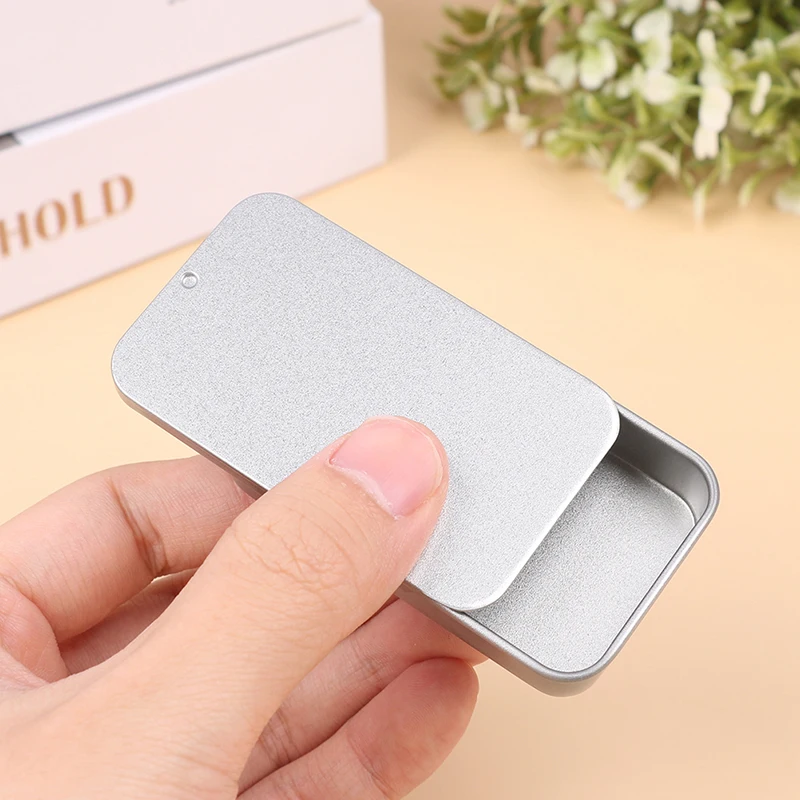 1Pcs Mini Iron Box Slide Cover Storage Box Wedding Jewelry Pill Cases Portable Tin Boxes Container Cosmetic Home Organizer