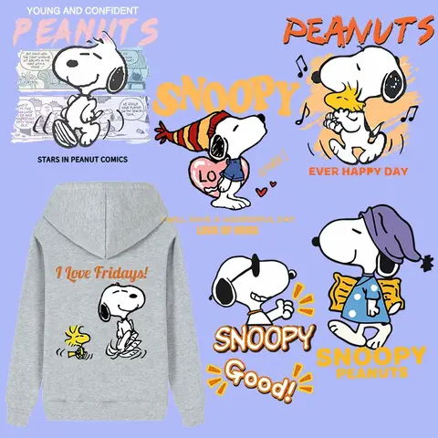 스누피 의류 다림질 패치 만화 개 땅콩 열전달 스티커 유행 운동복 가방 모자 DIY 장식 Applique 선물