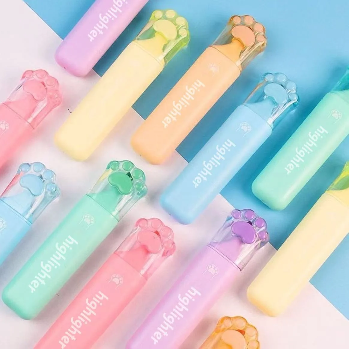 Juego de 6 Marcadores con Forma de Garra de Gato en Colores Pastel, Adorables Cubiertas para Marcadores con Forma de Garra de Gato, Colores Frescos y Suaves, Ideales para el Aprendizaje Escolar y Suministros Diarios para Profesores