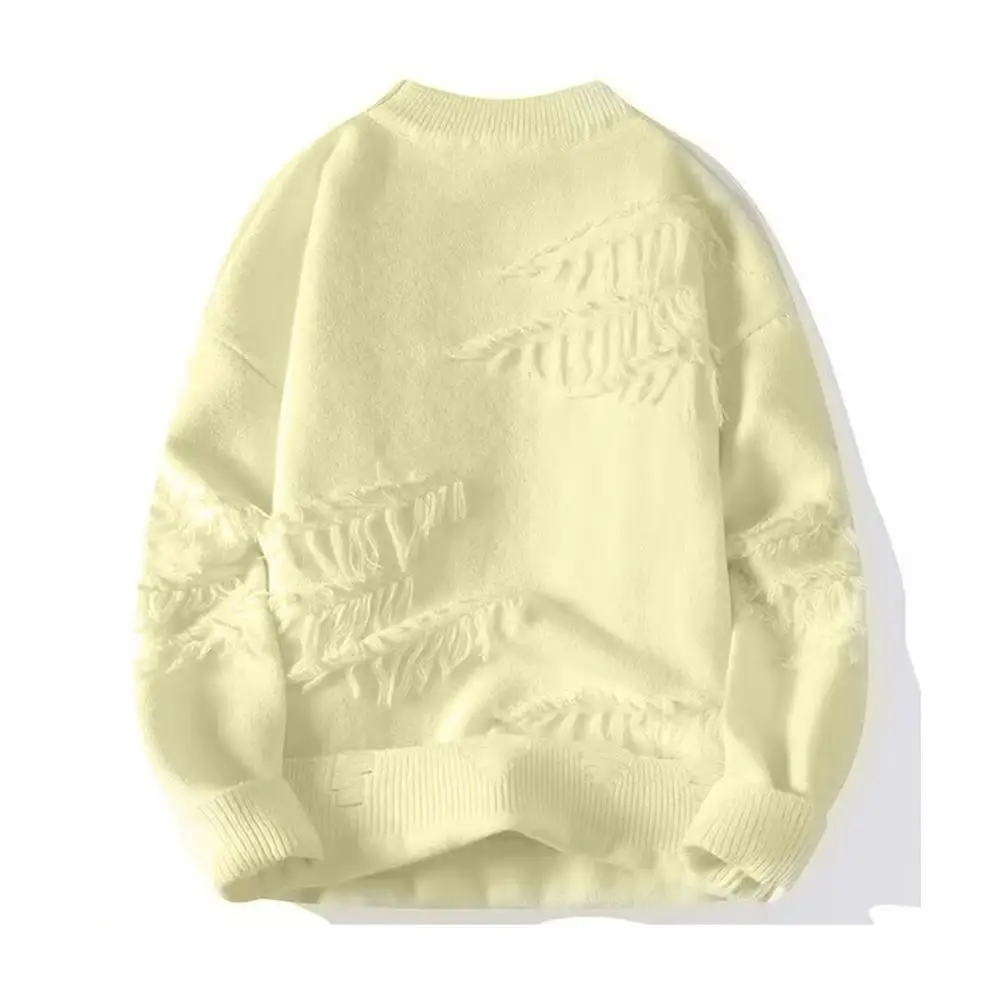 

Streetwear Inspired Men Sweater Men's Winter Sweater with Irregular Ripped Design Round Neck Knitted Style Thick Sport Daily