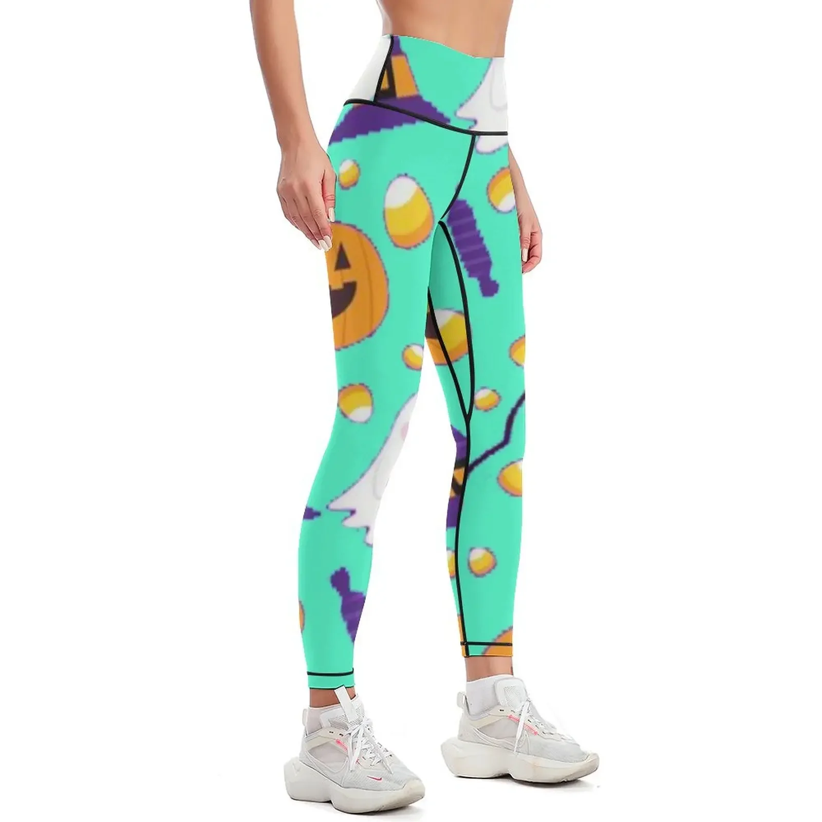 Halloween Creepy Pumpkins Cats And Skulls Pattern Leggings sportswear woman gym 2025 gym wear gym top Womens Leggings