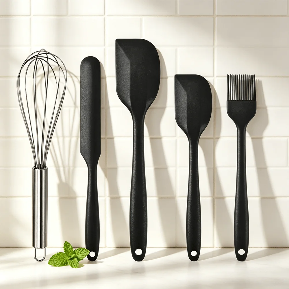 5pcs Silicone Spatula & Baking Utensil Set Pastry Brush & Icing Spatula, Non-Stick Kitchen Gadgets for Baking, Cooking, and BBQ
