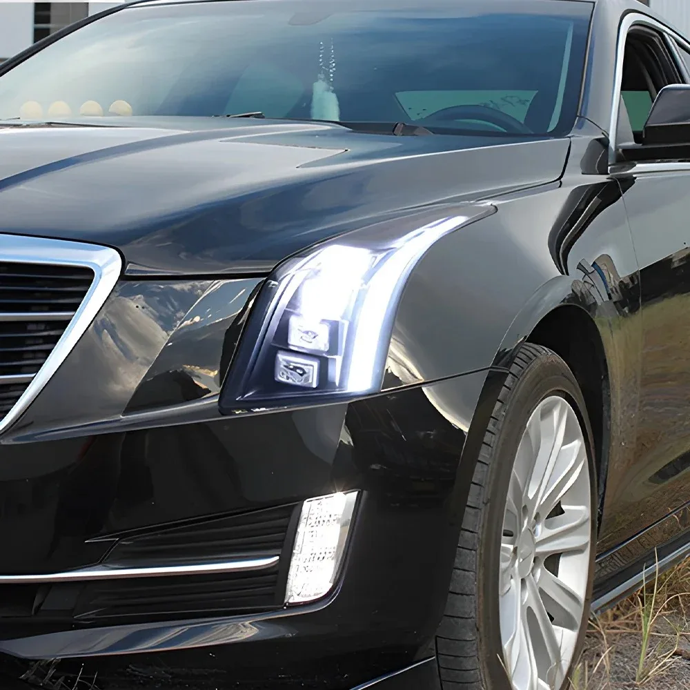 

Для Cadillac 2014-2018 ATS: Обновленные светодиодные фары в сборе с проектором «Демонские глаза» и 4 линзами, Plug and Play, автомобильные аксессуары