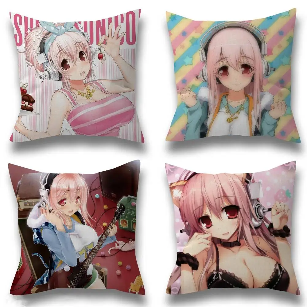Beautiful Super S-Sonico anime  45*45cm Cushion Cover Pillow Cover Decor Pillowcase Home Pillowcase for Couch Pillow