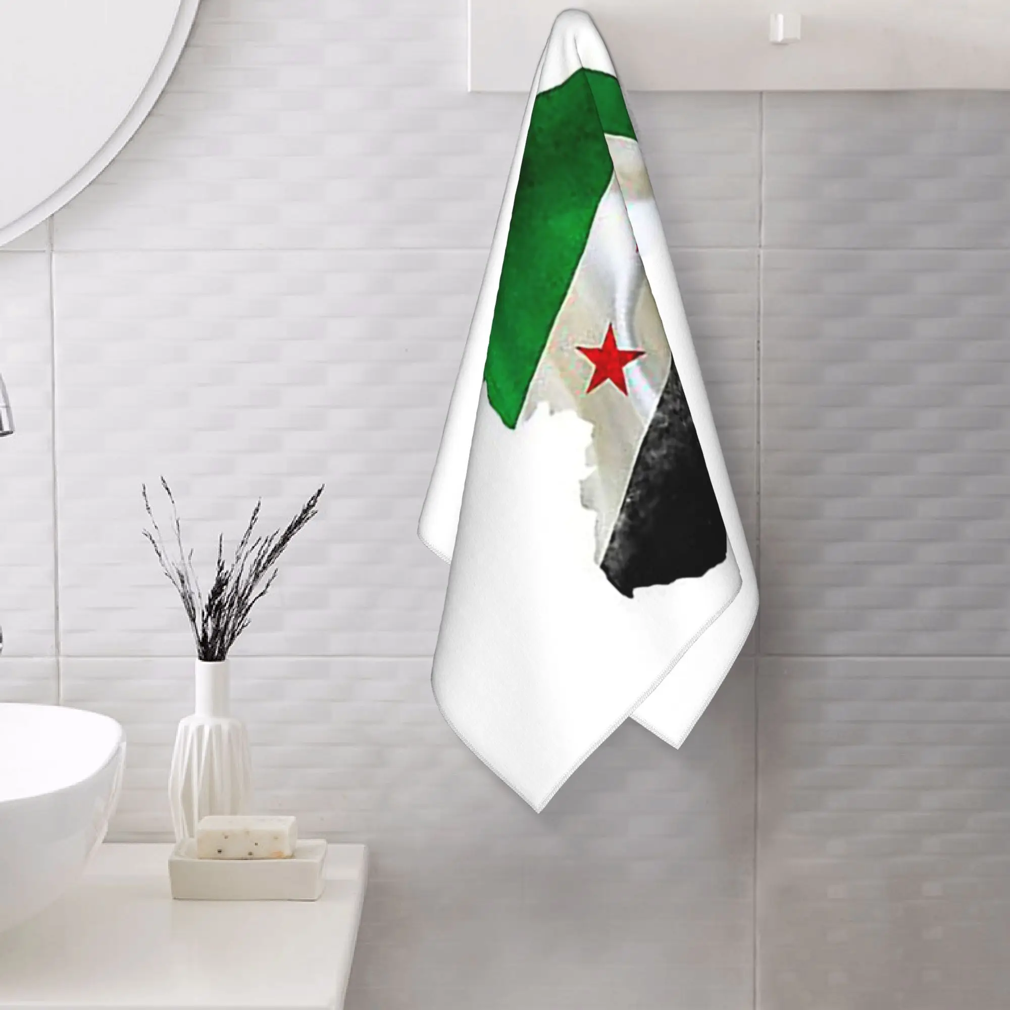 Custom Syria revolution flag map Syrian independence Calligraphy Face Towel Quick Dry Pool Bath Cotton Towels Absorbent Quick
