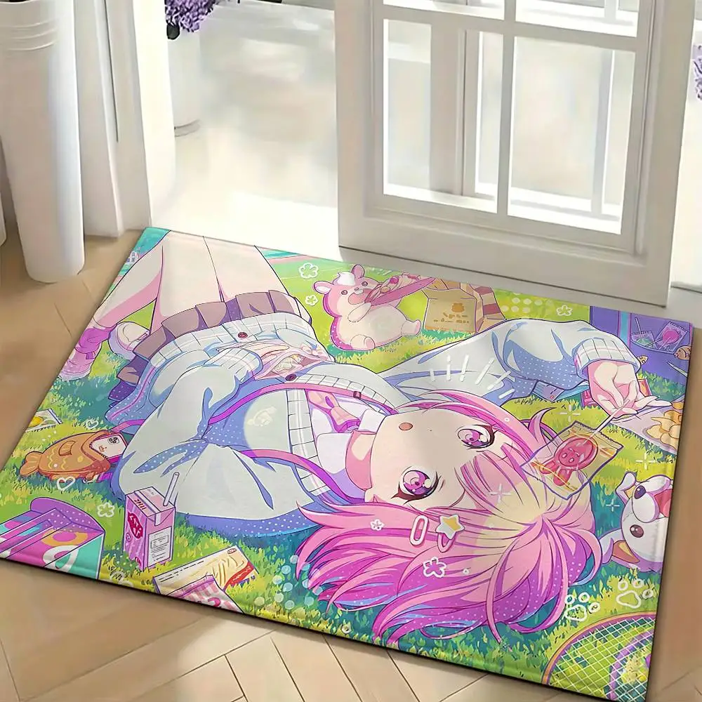 Anime Figure Emu Otori Floor Mat Soft Non Slip for Entry Door Bathroom Indoor Home Decorative Carpet