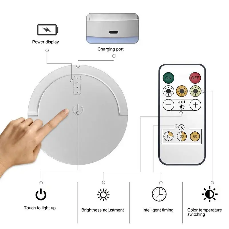 เด็กโคมไฟกลางคืน RemoteTouch 10 สี Baby Night Light พร้อมตัวจับเวลาสมาร์ทโคมไฟข้างเตียงแบบพกพาเด็กโคมไฟตั้งโต๊ะสําหรับห้องนั่งเล่น