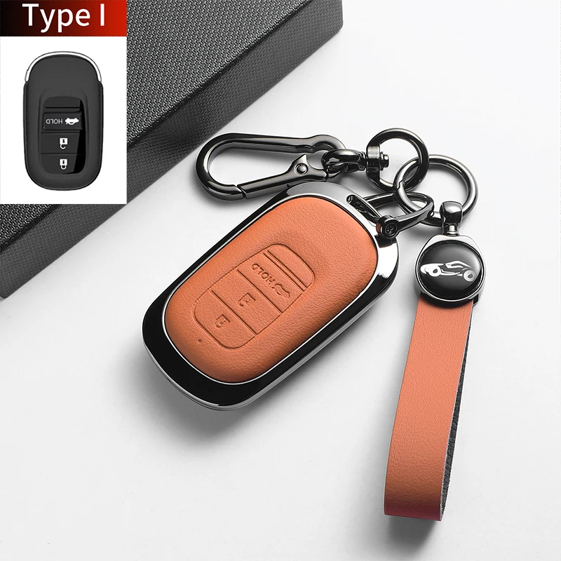 Leather Metal Car Smart Remote Key Case For Accord INTEGRA UR-V HR-V Car Protect Key Case Fob Shell Holder Decorative Accessorie