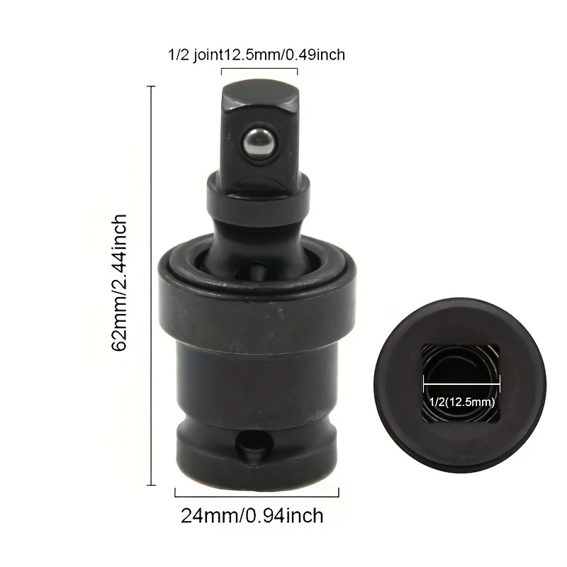 1/2 Inch Drive Universal Joint Socket Adapter 360° Swivel Steel Ball Impact Socket Electric Wrench Efficiency Enhancement Tool
