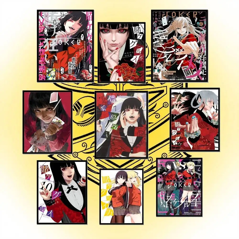 Kakegurui Jabami Yumekos Poster High Quality Print Poster Waterproof Wall Art Movie Posters For Living Bedroom Retro Room Decor