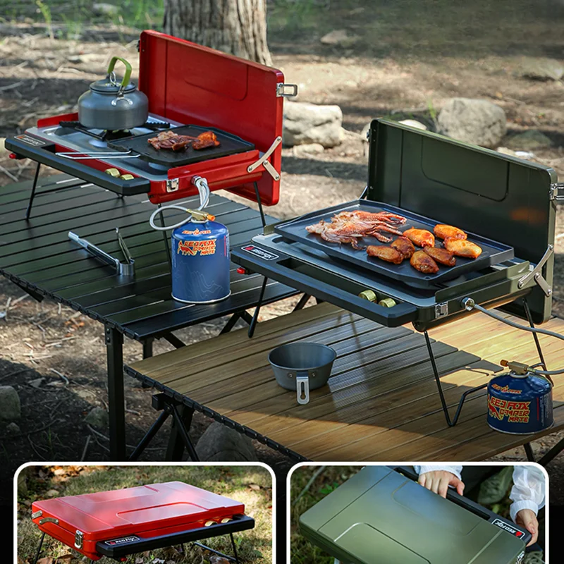 Barbecue Kebab Outdoor Stove Picnic Portable Portable Gas Outdoor Stove Iron Plate Shelf Tungku Luar Camp Cooking Supplies ZSOS