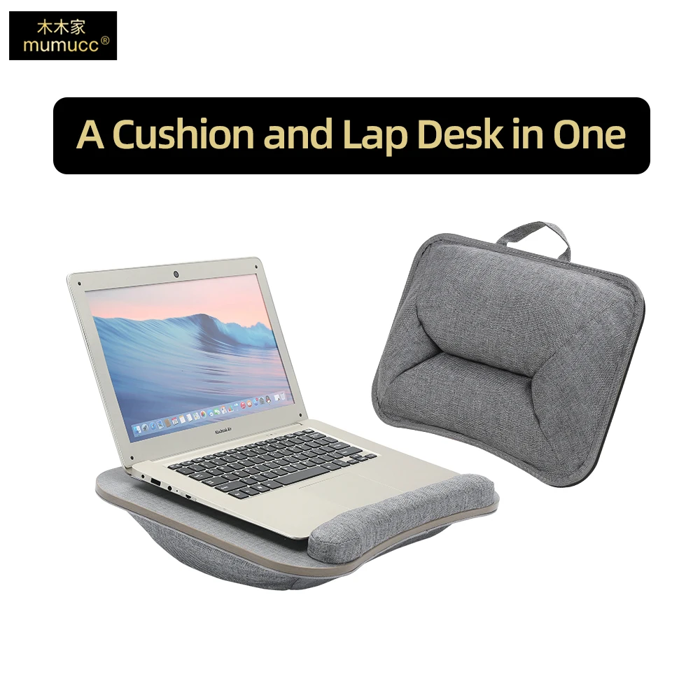 

MUMUCC Ergonomic Portable Laptop Desk for Bed & Travel Pillow table 15-Inch Lightweight Computer Table for Home Office & Study