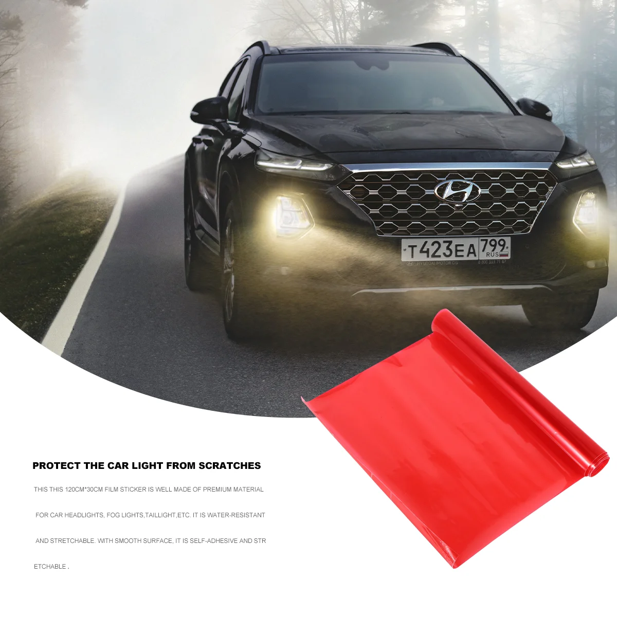 Tail Light Tint Film Self Adhesive Headlights Tail Lights Fog Lights Tint Vinyl Film 30 ×120CM ( Red )