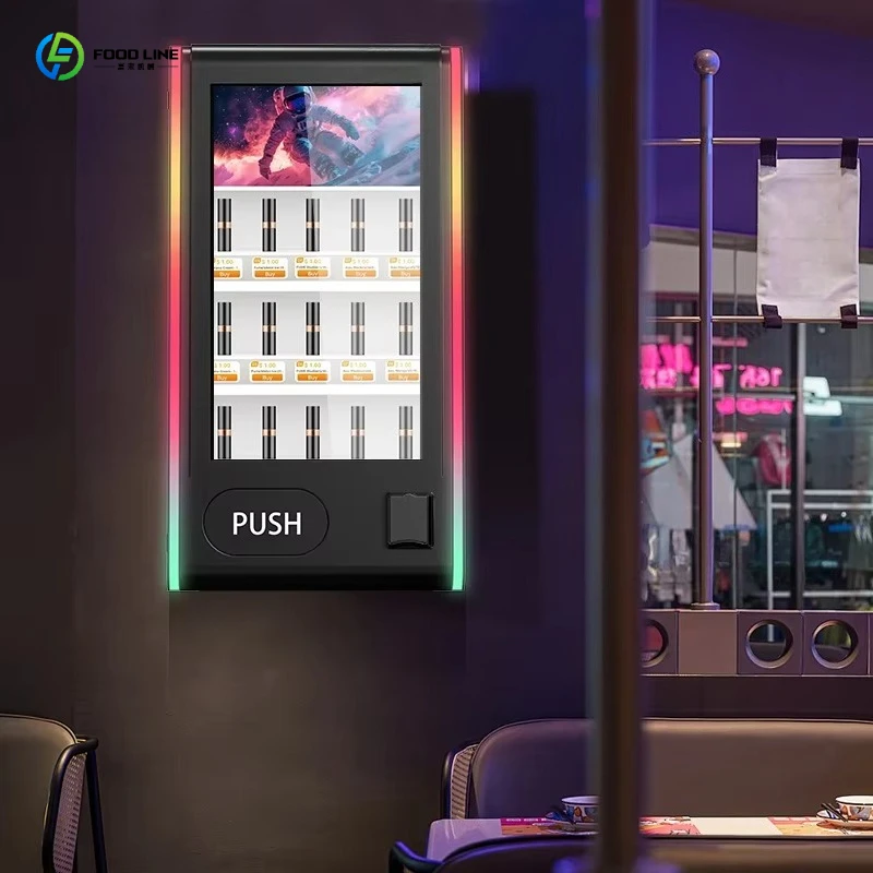 Thin Automatic Retail Machine Wall-Mounted Compact Vendor for Spa Waiting Room Corner
