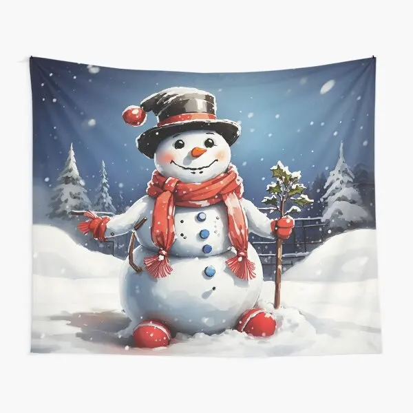 Snowman Tapestry Merry Christmas Tapestry Xmas New Year Winter Party Decoration Wall Hanging for Bedroom Living Room Dorm Decor