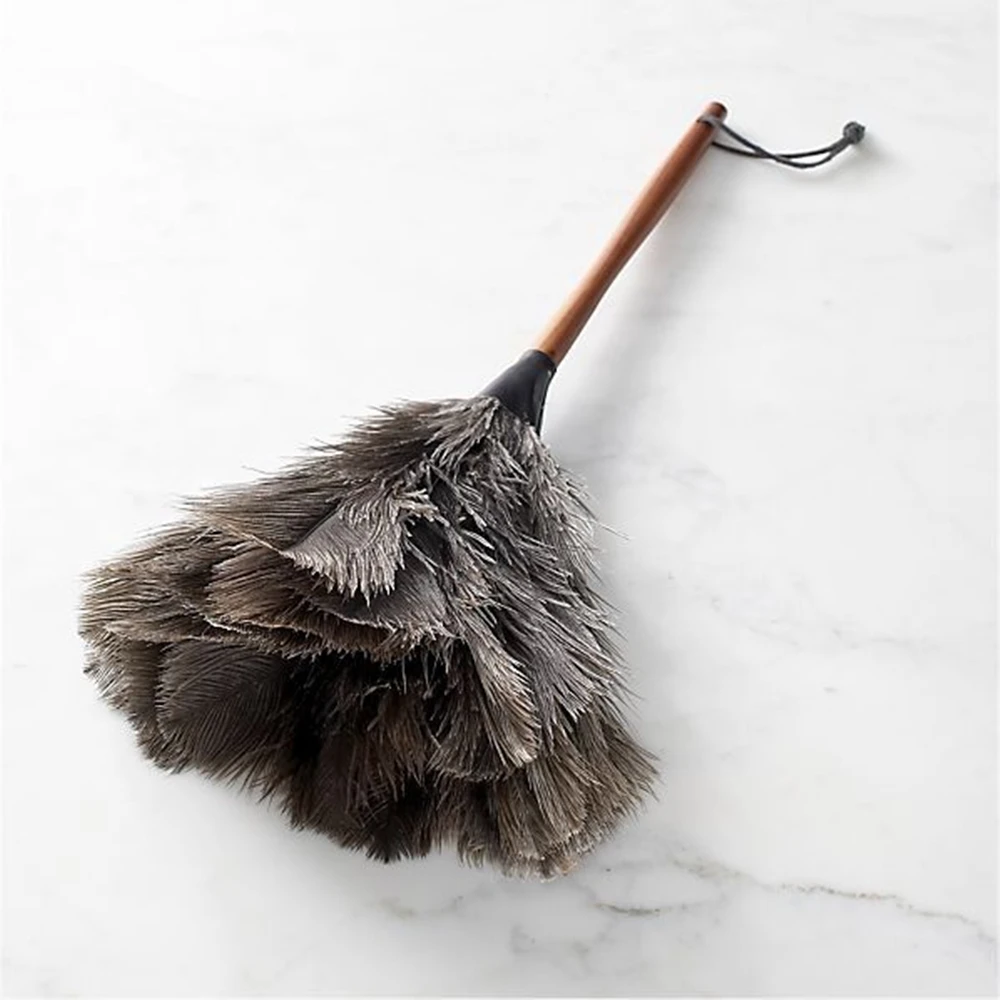 1PC Real Feather Dusters Ostrich Feathers Duster With Wood Handle Brush Dust Accessories Household Cleaning Dust Tools Plumas