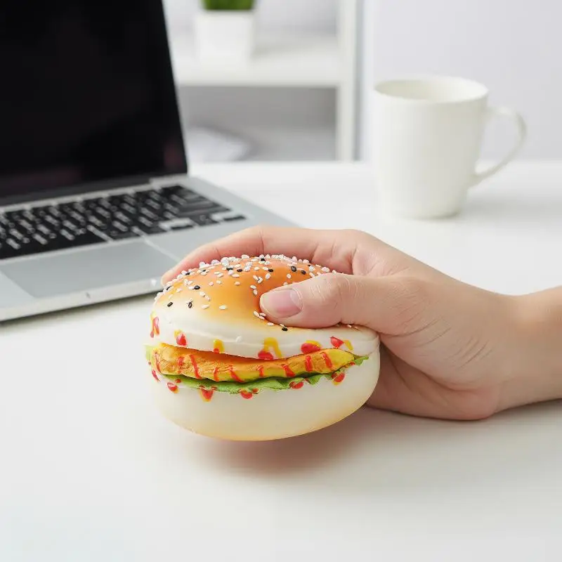 Realistic Hamburger Fridge Magnet Squishies, Slow Rising Stress Reliever, Novelty Antistress