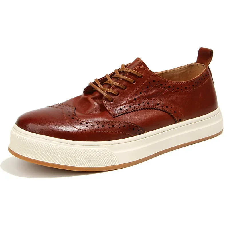 Washed Horse Leather Running Shoes Sports Men's Casual Shoes Genuine Leather Retro Men's Shoes