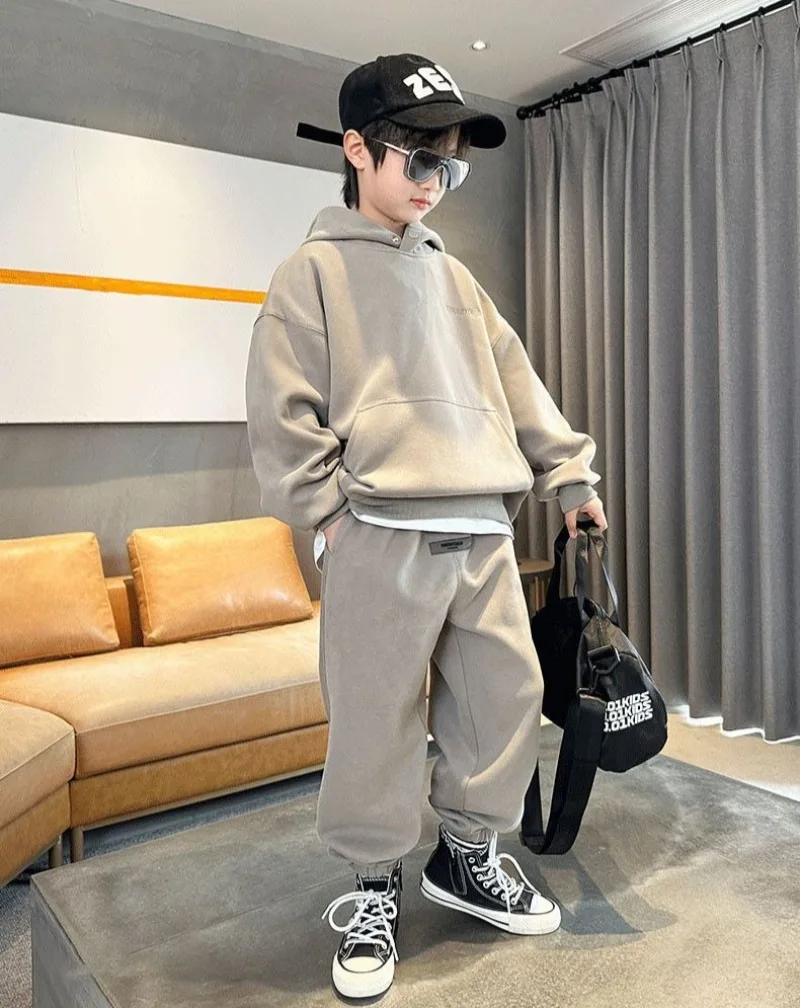 هوديس مجموعة بلون الرجال الأطفال مجموعات طفل الفتيان الاطفال الملابس 8 10 12 سنة الصبي الابتدائية طالب دعوى الخريف الشتاء