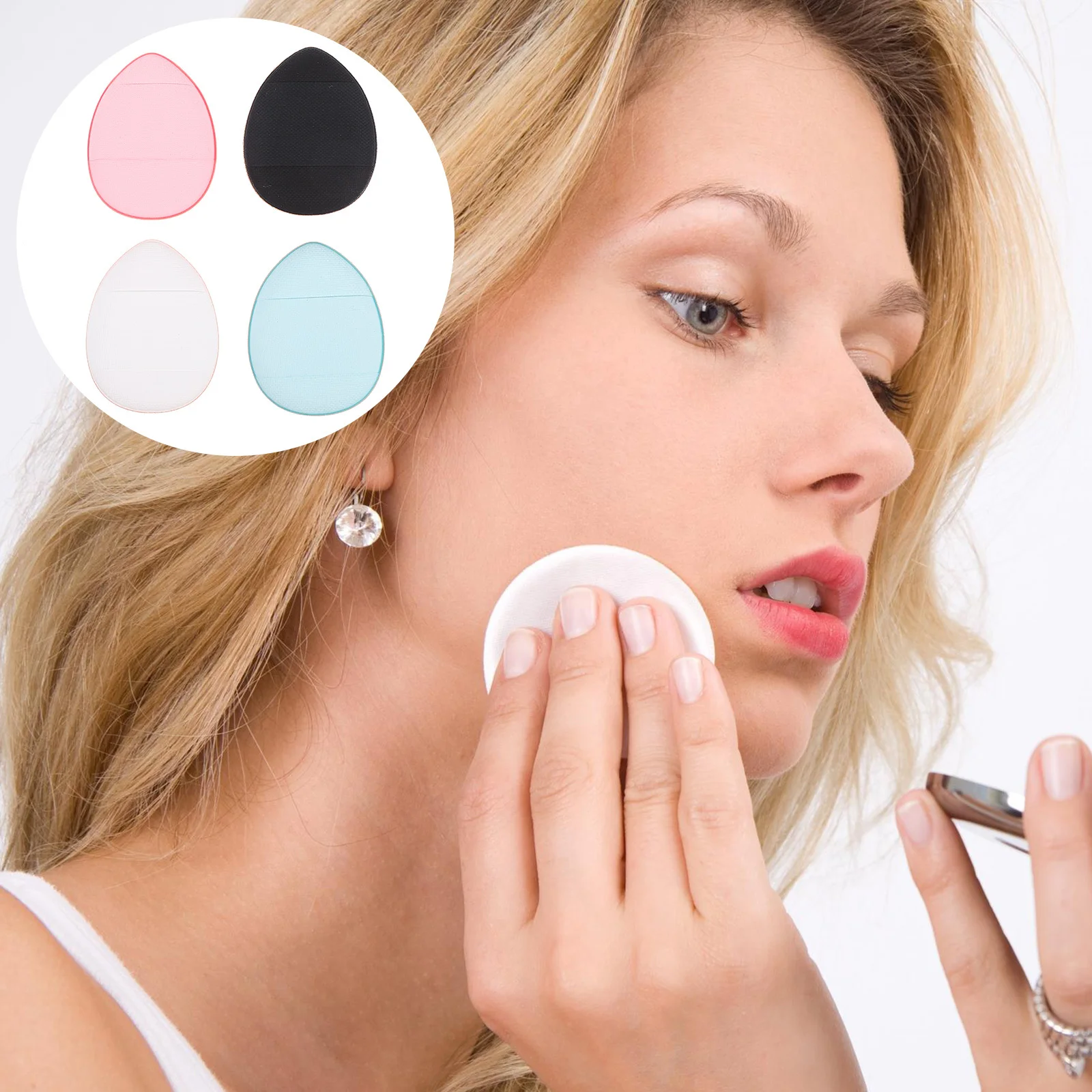 พัฟแต่งหน้าแบบแห้งและเปียก 20 ชิ้น พัฟแป้งขนาดเล็กพร้อมสายรัด ฟองน้ำคอนซีลเลอร์สำหรับใบหน้า พัฟแป้งอัดแข็งสำหรับแต่งหน้า